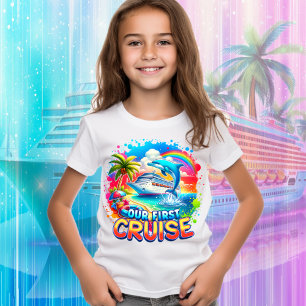Our First Cruise Cruise Ship Dolphin Rainbow T-Shirt