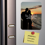 Our First Date, Couple Photo Wedding Anniversary Magnet<br><div class="desc">Our First Date, Couple Photo Wedding Anniversary, Modern Magnet. Imagine celebrating your wedding anniversary by commemorating the specific date of your first date. It's the perfect way to celebrate your romantic journey. Customise it with your very own photo and details. Contact me for further customisation prior to placing your order....</div>