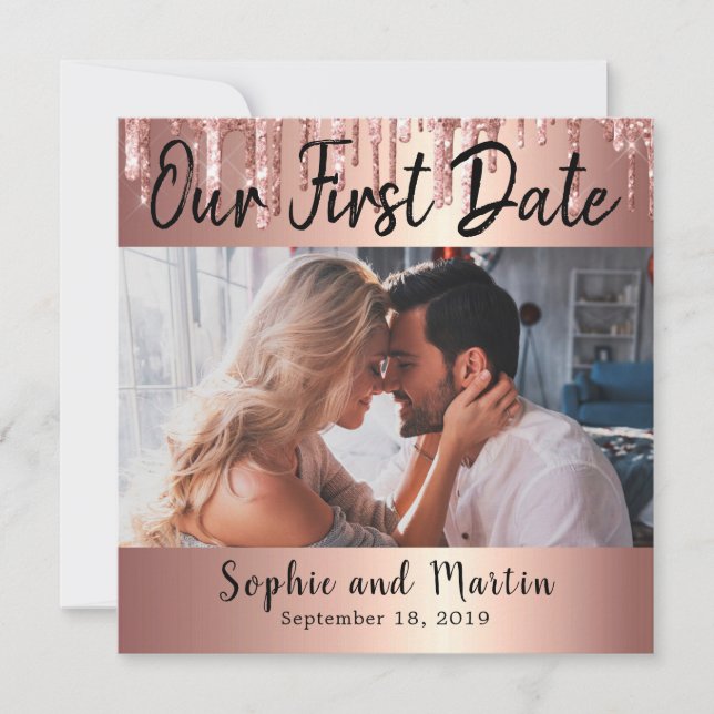 Our First Date Photo Couple Anniversary Gift Card (Front)