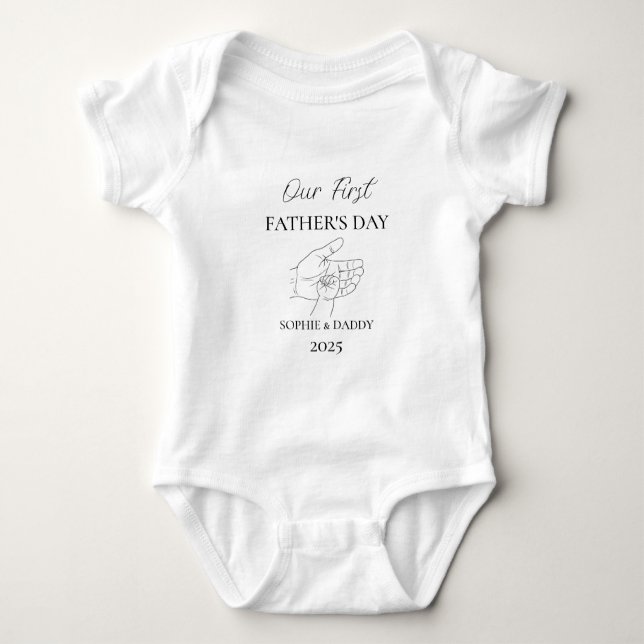 Our First Father’s Day | Baby Name, Daddy & Year Baby Bodysuit (Front)
