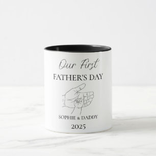 Our First Father’s Day   Baby Name, Daddy & Year Mug
