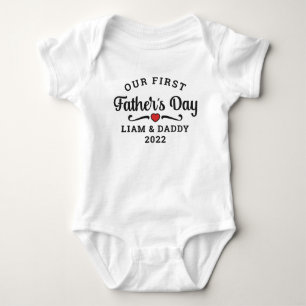 Our First Fathers Day Baby and Daddy Name Bodysuit