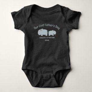 Our First Father's Day Baby hippo with dad Bodysuit