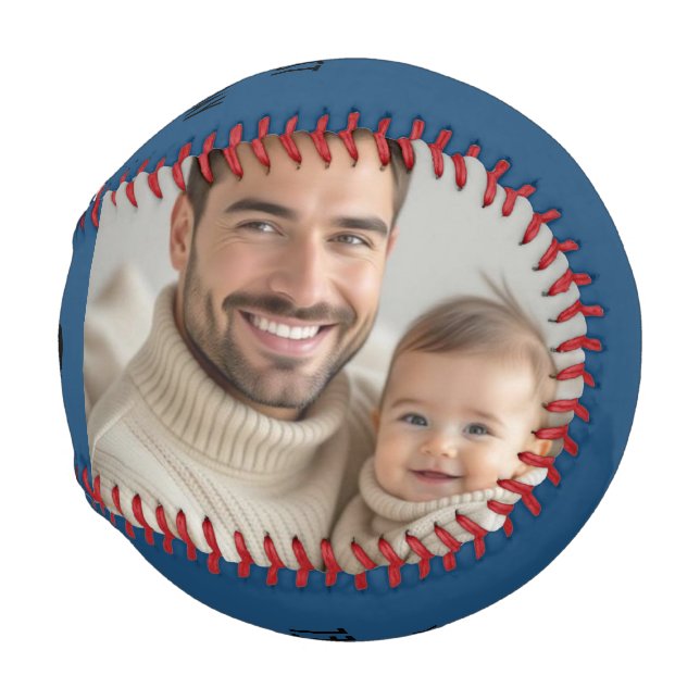 Our first fathers day custom photo and script  baseball (Front Right)