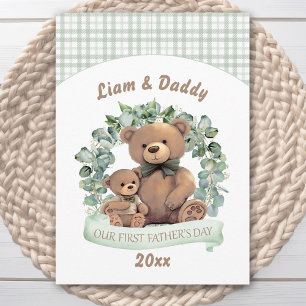 Our First Father's day Cute Bears Boy Holiday Card