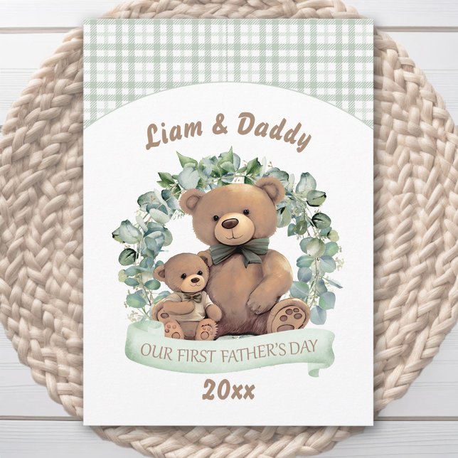 Our First Father's day Cute Bears Boy Holiday Card (Our First Father's day Cute Bears Boy Holiday Card)