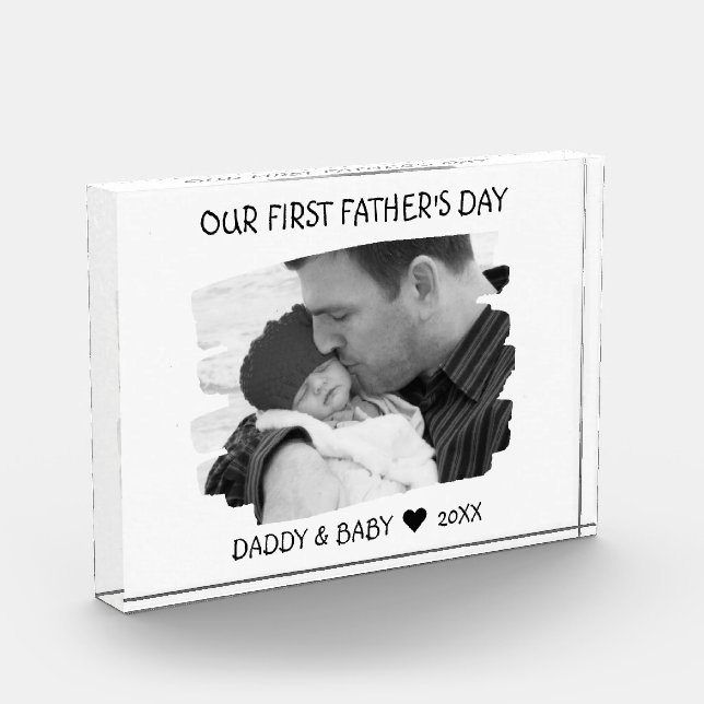 Our First Fathers Day New Dad Baby Photo Keepsake (Left)