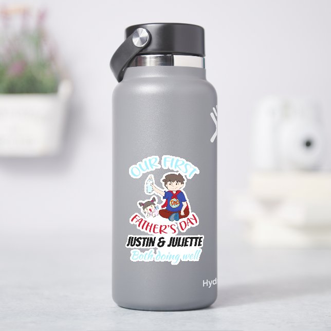 Our first father's day personalised sticker (HydroFlask)