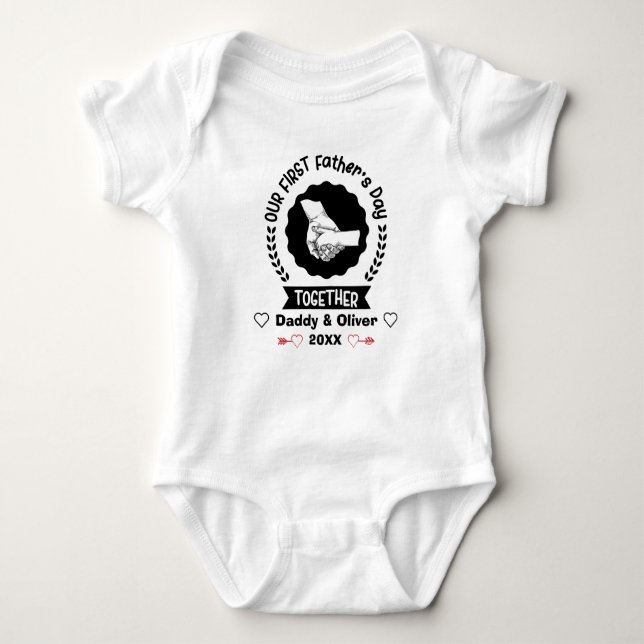 Our First Father's Day together 2023, Custom Names Baby Bodysuit (Front)