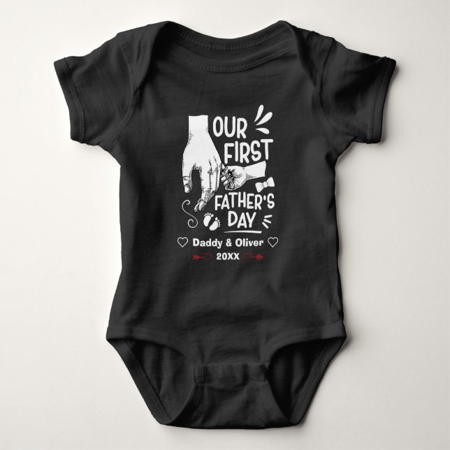 Our First Father's Day together 2023, Custom Names Baby Bodysuit (Front)