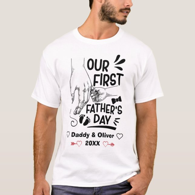 Our First Father's Day together 2023, Custom Names T-Shirt (Front)