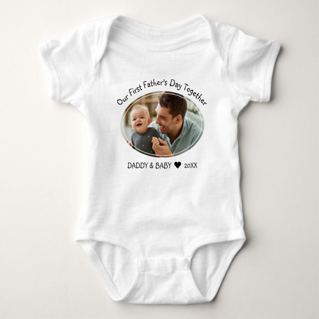 Our First Fathers Day Together Dad Baby Photo   Bodysuit (Front)