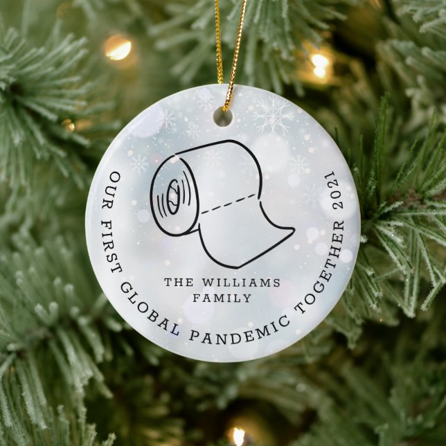 Our First Global Covid Pandemic Snowflakes Ceramic Ornament (Tree)