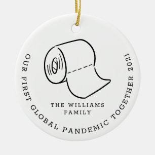 Our First Global Pandemic Christmas Holiday Photo Ceramic Ornament