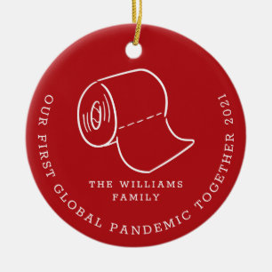 Our First Global Pandemic Christmas Holiday Photo Ceramic Ornament