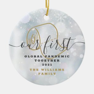 Our First Global Pandemic Covid Christmas Photo Ceramic Ornament