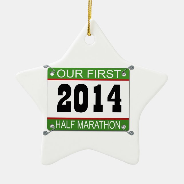 Our First Half Marathon Ornament - 2014 (Front)