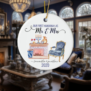 Our First Hanukkah Married Mr Mrs Home Ceramic Or Ceramic Ornament