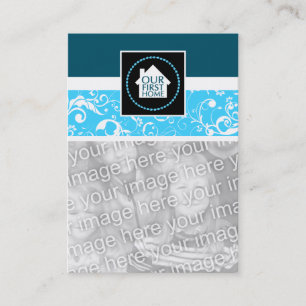 our first home (blue damask) business card