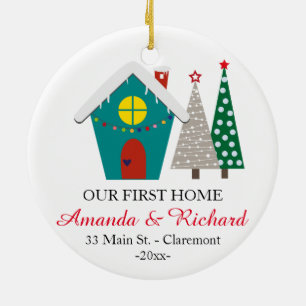 Our first home Christmas ornament - snowy house