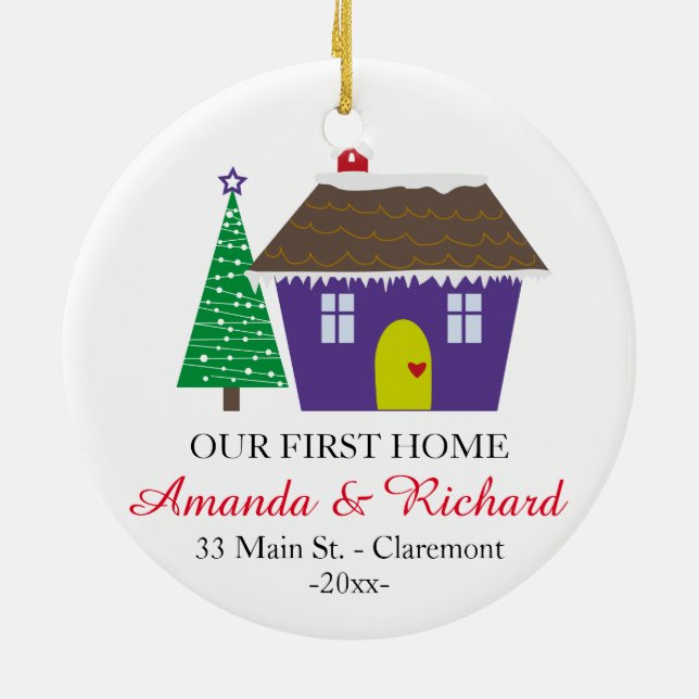 Our first home Christmas ornament - snowy house (Back)