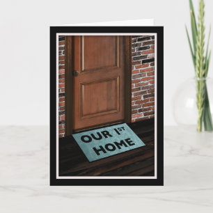 our first home door mat card
