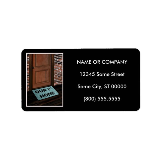 our first home door mat label (Front)
