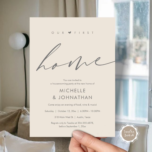 Our first home, Housewarming party celebration Invitation (Our first home, Housewarming party celebration Invitation Card, in Grey Cream)