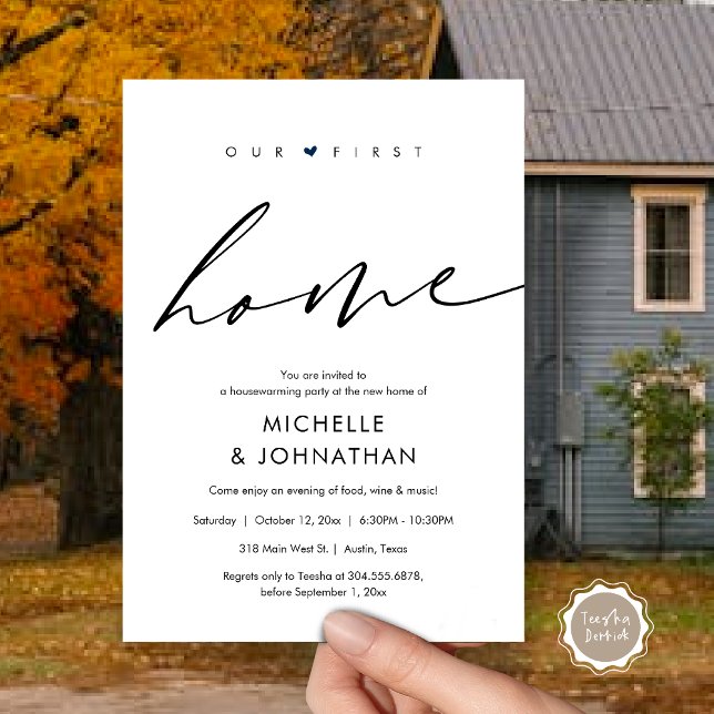 Our first home, Housewarming party celebration Invitation (Our first home, Housewarming party celebration Invitation Card, in Black and White)