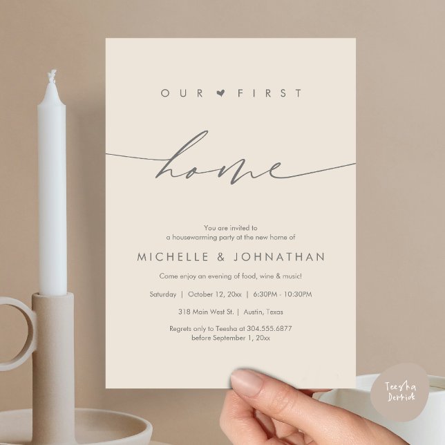 Our first home, Housewarming party celebration Invitation (Our first home, Housewarming party celebration Invitation Card, PDF, Dark Grey Cream)