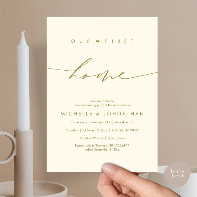 Our first home, Housewarming party celebration Invitation (Our first home, Housewarming party celebration Invitation Card, PDF, Yellow Gold)