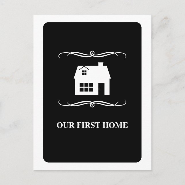 our first home (mod black and white) postcard (Front)