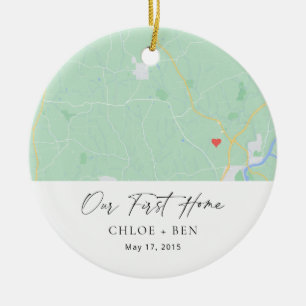 Our First Home Personalised Home Map Ceramic Ornament