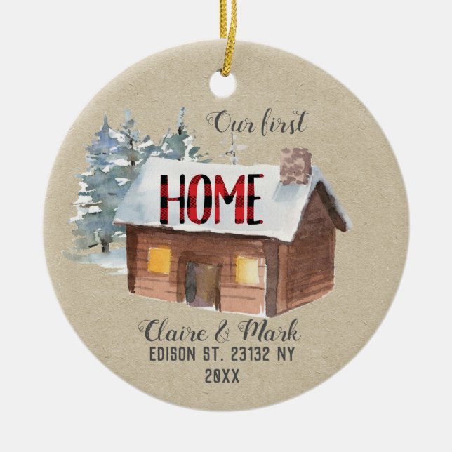 Our first home rustic Christmas ornament (Front)