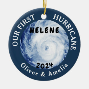 Our First Hurricane Helene   Custom Couple Name Ceramic Ornament