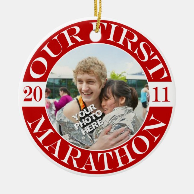 Our First Marathon - 2011 Ceramic Tree Decoration (Front)