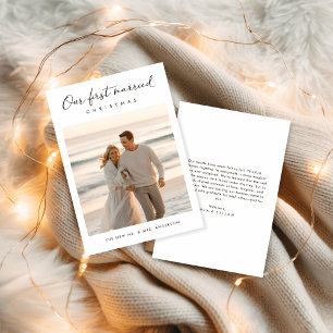 Our First Married Christmas Coastal Photo Holiday Card