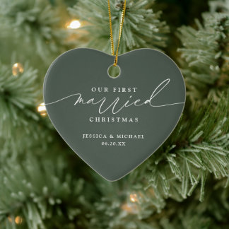 Our First Married Christmas Newlywed Ceramic Ornament