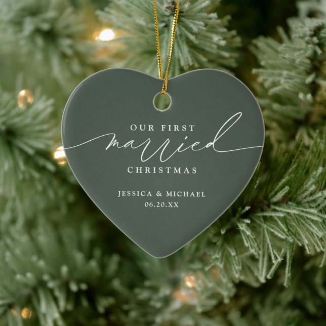 Our First Married Christmas Newlywed  Ceramic Ornament (Tree)