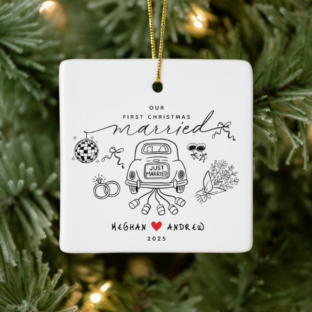 Our First Married Christmas Photo Ornament (Tree)