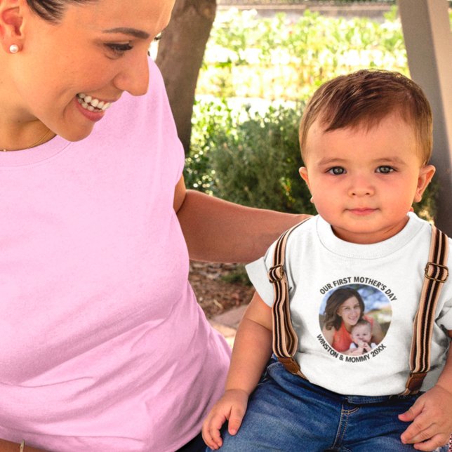 Our First Mother’s Day Mummy & Me Custom Photo Baby T-Shirt (Creator Uploaded)