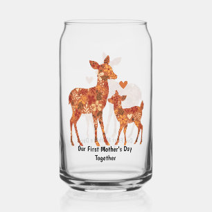 Our First Mother’s Day Together – Floral Deer Drin Can Glass