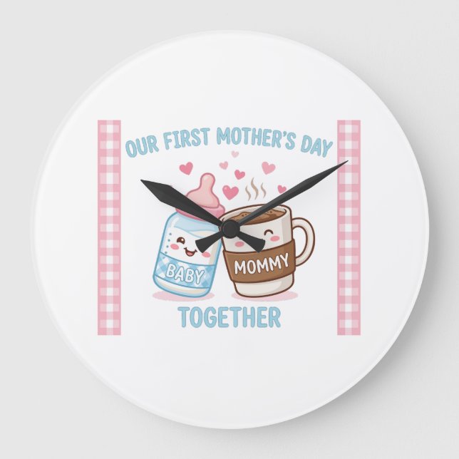 Our First Mother’s Day Together New Mom Mommy Funn Large Clock (Front)