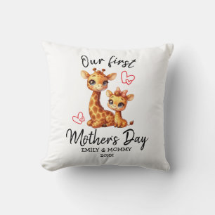 OUR FIRST MOTHER'S DAY BABY&MAMA GIRAFFE CUSHION