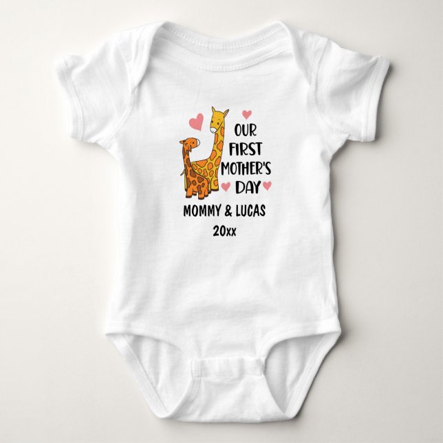 Our First Mother's Day Giraffe 2025 Baby Bodysuit (Front)