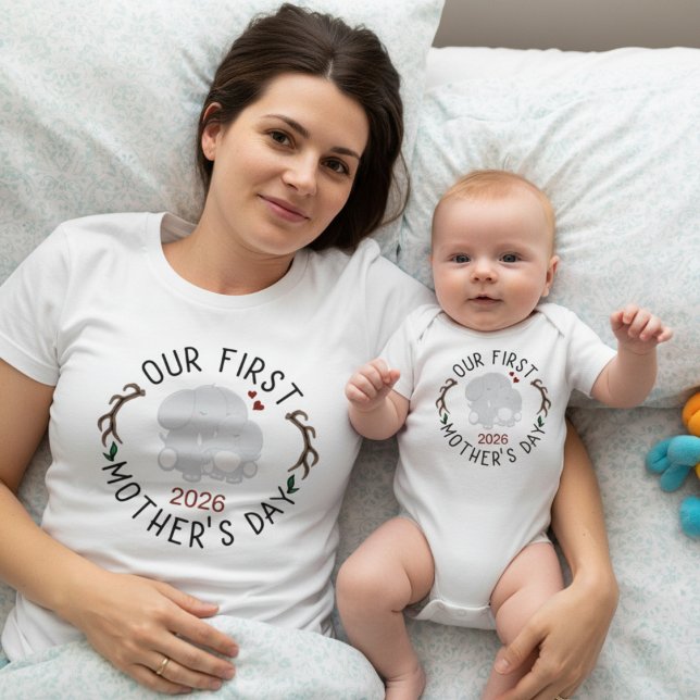 Our First Mother's Day Matching White Baby Bodysuit (Creator Uploaded)