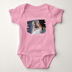 Our First Mother's Day New Mom And Baby Photo Pink Bodysuit