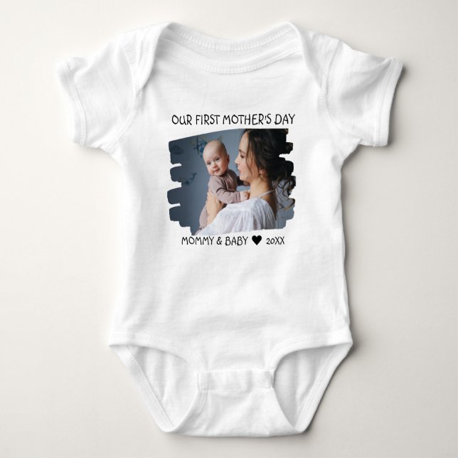 Our First Mother's Day New Mum And Baby Photo Bodysuit (Front)