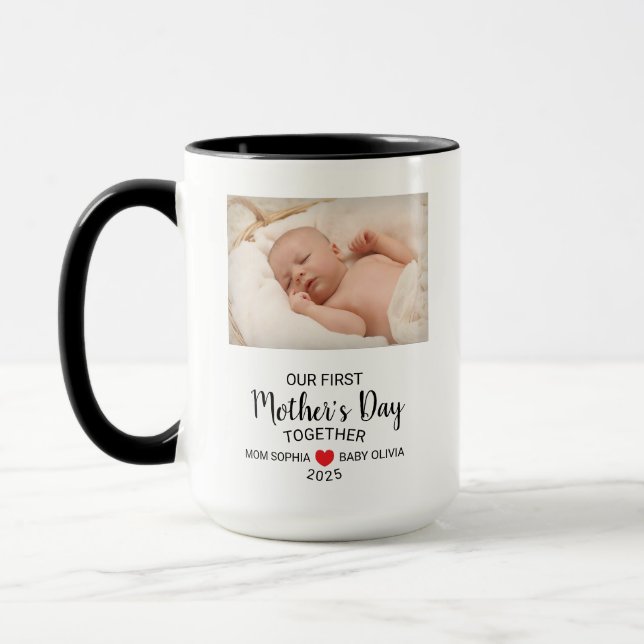 Our First Mother's Day Personalised Photo Mug (Left)