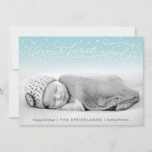 Our First Noel Aqua Holiday Photo Card